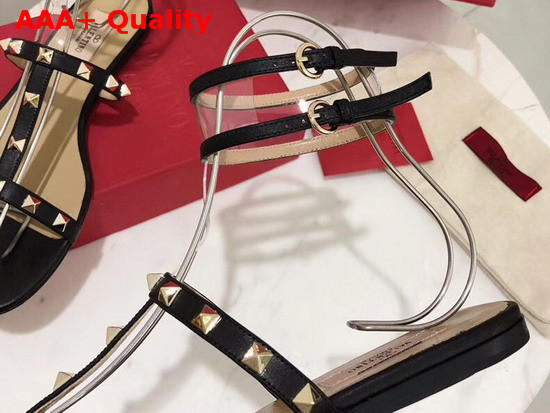 Valentino See Through Flat Sandal in Black Replica
