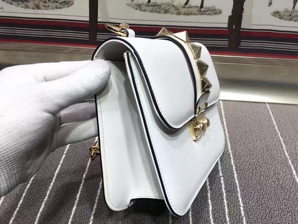 Valentino Small Chain Cross Body Bag in White Calfskin with Gold Metal for Sale