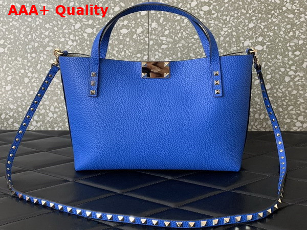 Valentino Small Rockstud Grainy Calfskin Bag with Contrasting Lining Light Blue Replica