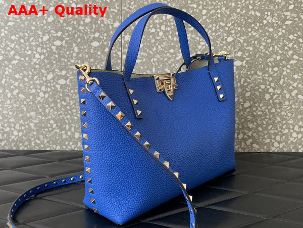 Valentino Small Rockstud Grainy Calfskin Bag with Contrasting Lining Light Blue Replica