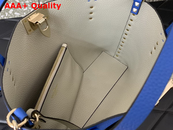 Valentino Small Rockstud Grainy Calfskin Bag with Contrasting Lining Light Blue Replica