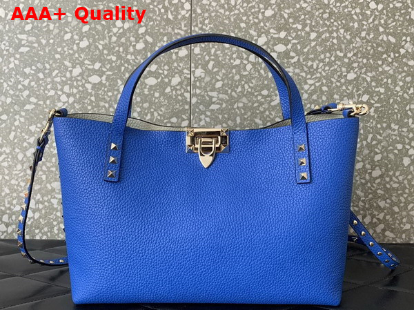 Valentino Small Rockstud Grainy Calfskin Bag with Contrasting Lining Light Blue Replica