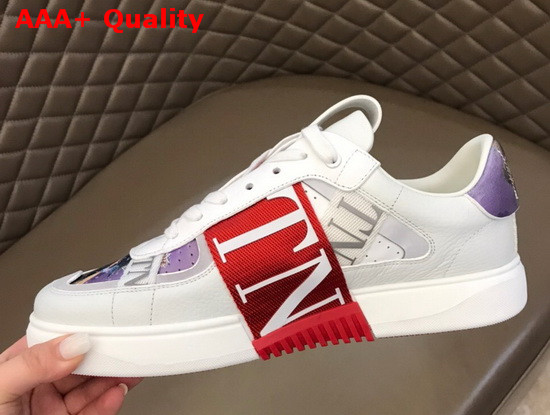 Valentino VL7N Sneaker in Red Multicolor Printed Calfskin Leather with Red Bands Replica