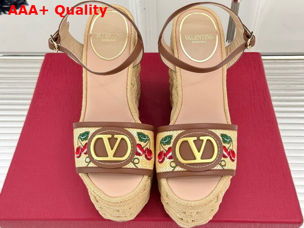 Valentino Vlogo Signature Cherryfic Pattern Wedge Sandal 120mm Replica