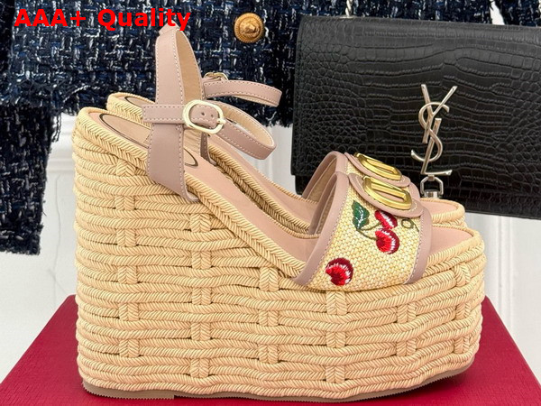 Valentino Vlogo Signature Cherryfic Pattern Wedge Sandal 120mm Replica