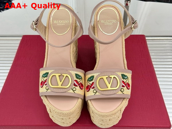 Valentino Vlogo Signature Cherryfic Pattern Wedge Sandal 120mm Replica