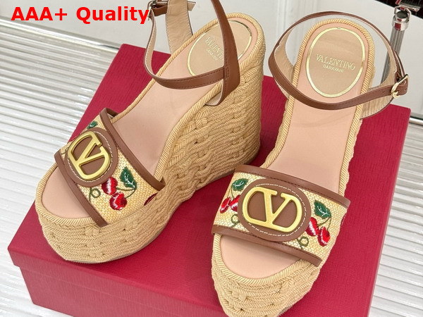 Valentino Vlogo Signature Cherryfic Pattern Wedge Sandal 120mm Replica