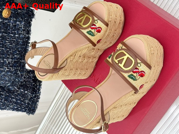 Valentino Vlogo Signature Cherryfic Pattern Wedge Sandal 120mm Replica