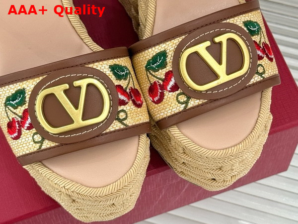 Valentino Vlogo Signature Cherryfic Pattern Wedge Sandal 120mm Replica