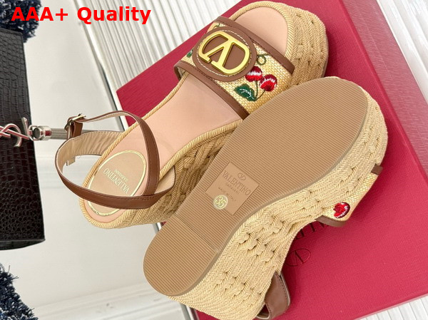 Valentino Vlogo Signature Cherryfic Pattern Wedge Sandal 120mm Replica