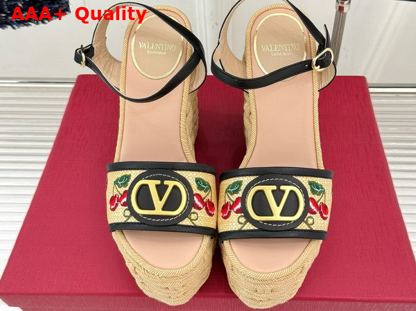 Valentino Vlogo Signature Cherryfic Pattern Wedge Sandal 120mm Replica