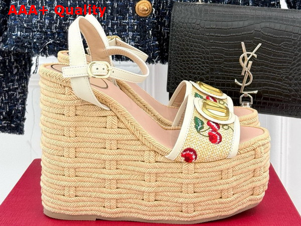 Valentino Vlogo Signature Cherryfic Pattern Wedge Sandal 120mm Replica