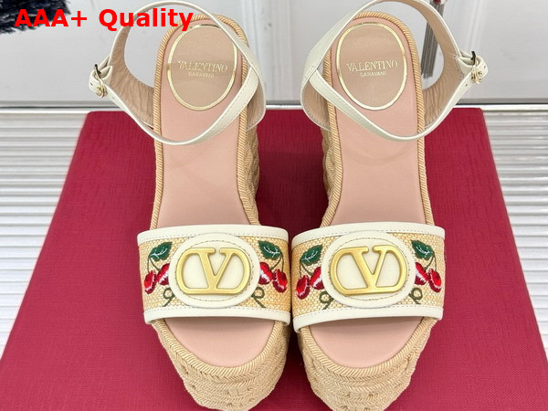 Valentino Vlogo Signature Cherryfic Pattern Wedge Sandal 120mm Replica