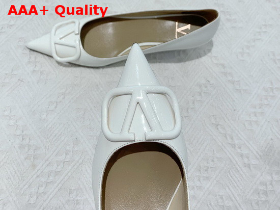 Valentino Vlogo Signature Patent Leather Pump in White Replica