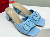 Valentino Vlogo Signature Patent Leather Slide Sandal 60mm Azure Replica