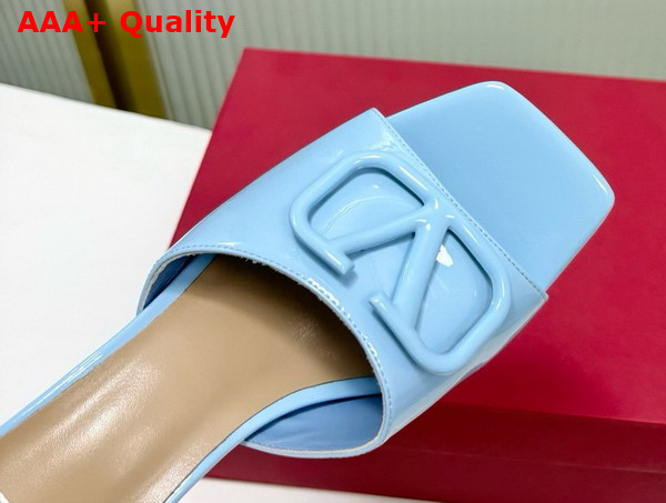 Valentino Vlogo Signature Patent Leather Slide Sandal 60mm Azure Replica
