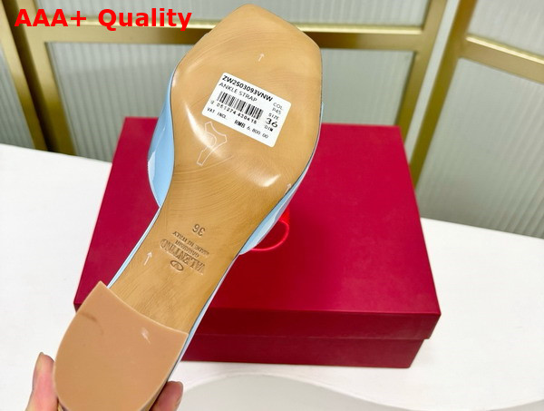 Valentino Vlogo Signature Patent Leather Slide Sandal 60mm Azure Replica