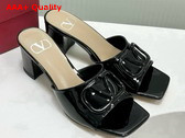 Valentino Vlogo Signature Patent Leather Slide Sandal 60mm Black Replica