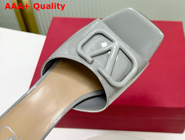 Valentino Vlogo Signature Patent Leather Slide Sandal 60mm Grey Replica