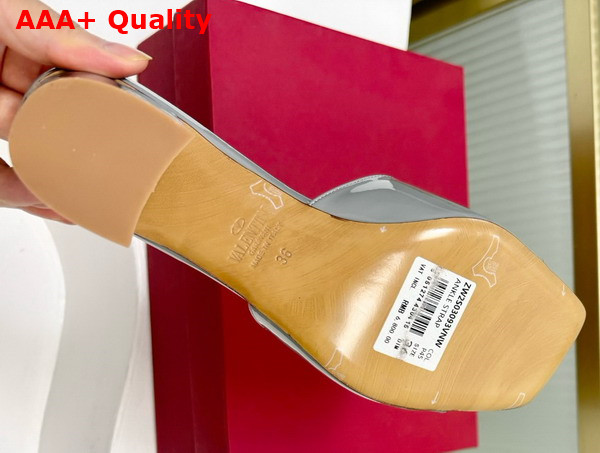 Valentino Vlogo Signature Patent Leather Slide Sandal 60mm Grey Replica