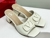 Valentino Vlogo Signature Patent Leather Slide Sandal 60mm Ivory Replica