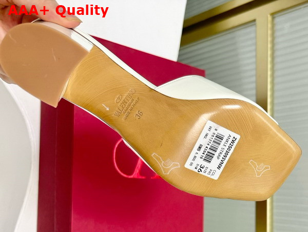 Valentino Vlogo Signature Patent Leather Slide Sandal 60mm Ivory Replica