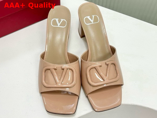 Valentino Vlogo Signature Patent Leather Slide Sandal 60mm Rose Cannelle Replica