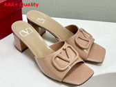 Valentino Vlogo Signature Patent Leather Slide Sandal 60mm Rose Cannelle Replica