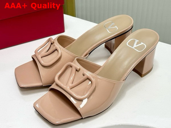 Valentino Vlogo Signature Patent Leather Slide Sandal 60mm Rose Cannelle Replica