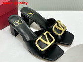 Valentino Vlogo Signature Slide Sandal in Black Calfskin 60mm Replica