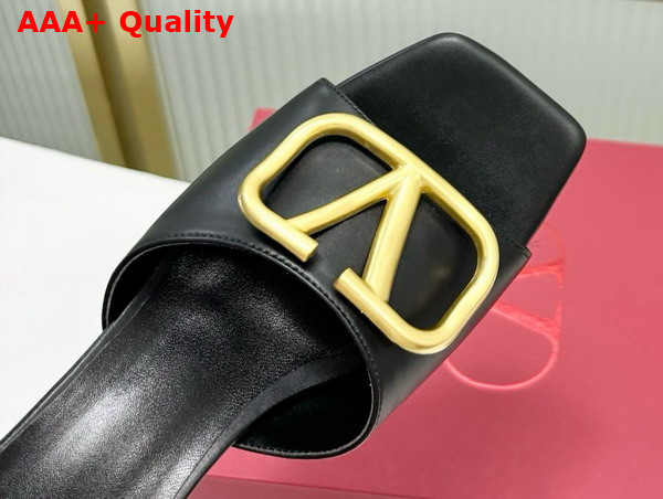 Valentino Vlogo Signature Slide Sandal in Black Calfskin 60mm Replica