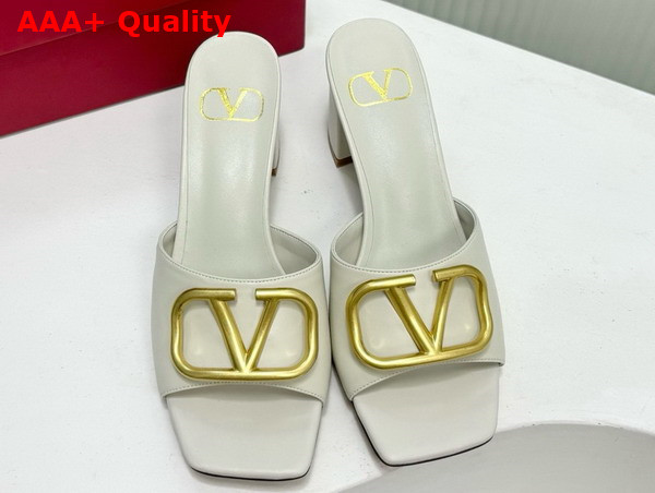 Valentino Vlogo Signature Slide Sandal in Ivory Calfskin 60mm Replica