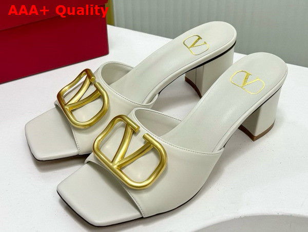 Valentino Vlogo Signature Slide Sandal in Ivory Calfskin 60mm Replica