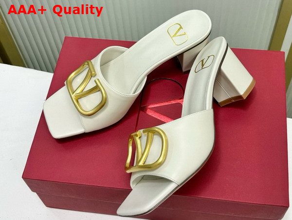 Valentino Vlogo Signature Slide Sandal in Ivory Calfskin 60mm Replica