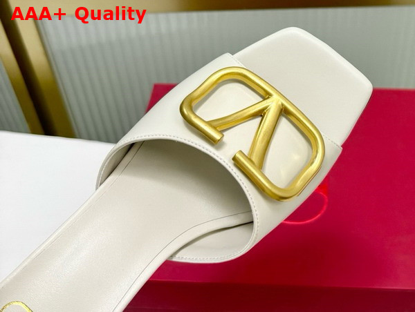 Valentino Vlogo Signature Slide Sandal in Ivory Calfskin 60mm Replica