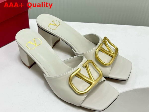 Valentino Vlogo Signature Slide Sandal in Ivory Calfskin 60mm Replica