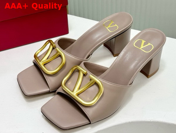 Valentino Vlogo Signature Slide Sandal in Poudre Calfskin 60mm Replica