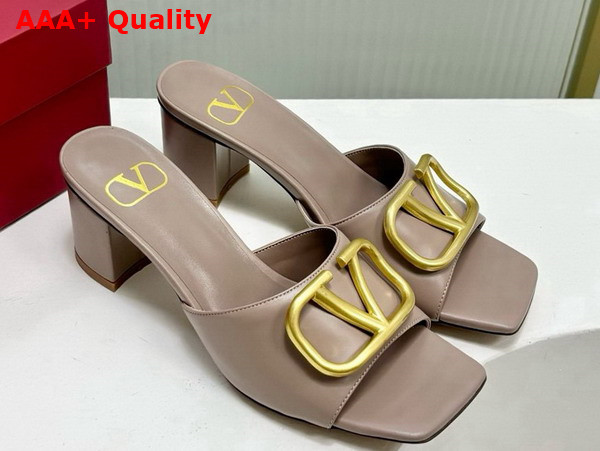 Valentino Vlogo Signature Slide Sandal in Poudre Calfskin 60mm Replica