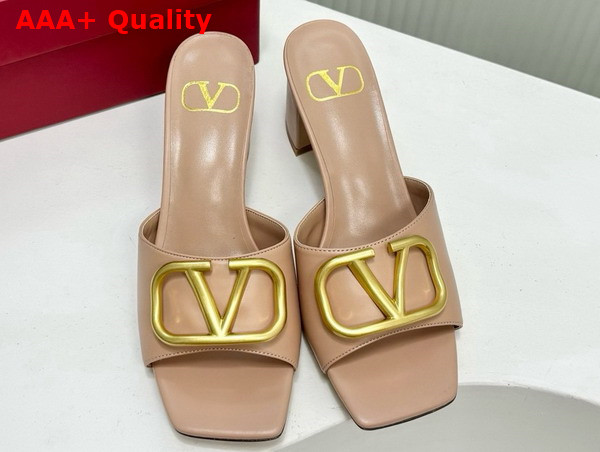 Valentino Vlogo Signature Slide Sandal in Rose Cannelle Calfskin 60mm Replica