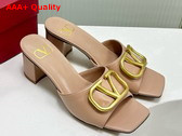 Valentino Vlogo Signature Slide Sandal in Rose Cannelle Calfskin 60mm Replica