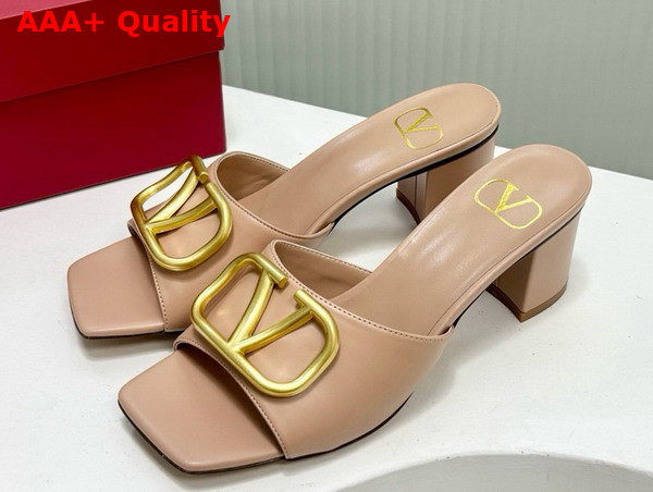 Valentino Vlogo Signature Slide Sandal in Rose Cannelle Calfskin 60mm Replica