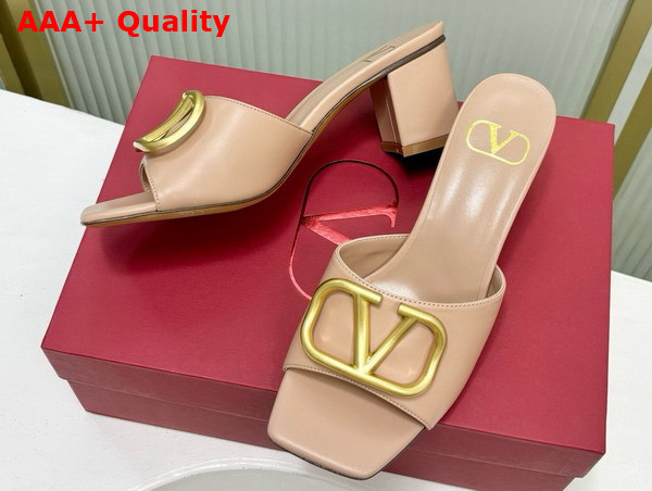 Valentino Vlogo Signature Slide Sandal in Rose Cannelle Calfskin 60mm Replica