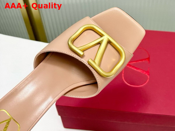 Valentino Vlogo Signature Slide Sandal in Rose Cannelle Calfskin 60mm Replica