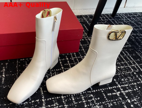 Valentino Vlogo Type Ankle Boot in White Calfskin Replica