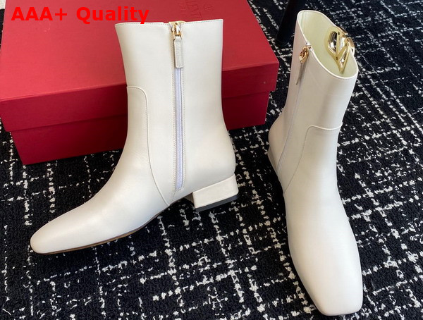 Valentino Vlogo Type Ankle Boot in White Calfskin Replica