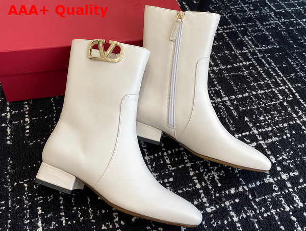 Valentino Vlogo Type Ankle Boot in White Calfskin Replica