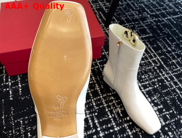 Valentino Vlogo Type Ankle Boot in White Calfskin Replica